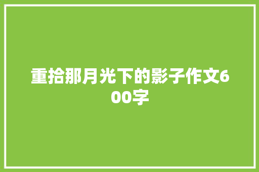 重拾那月光下的影子作文600字