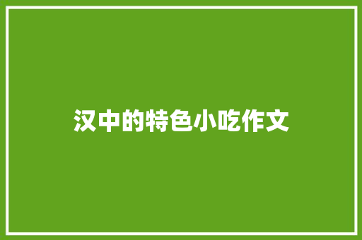 汉中的特色小吃作文