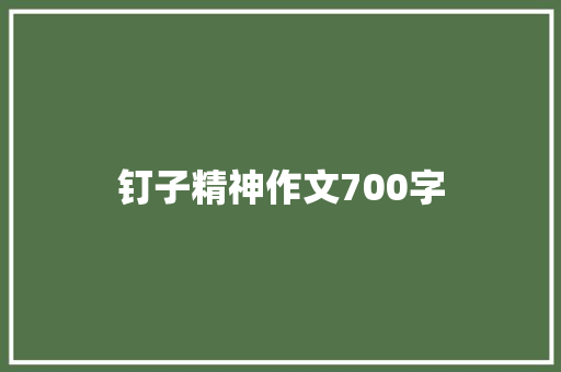 钉子精神作文700字
