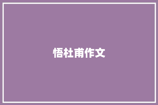 悟杜甫作文