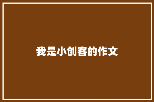 我是小创客的作文