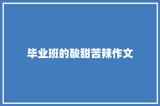 毕业班的酸甜苦辣作文