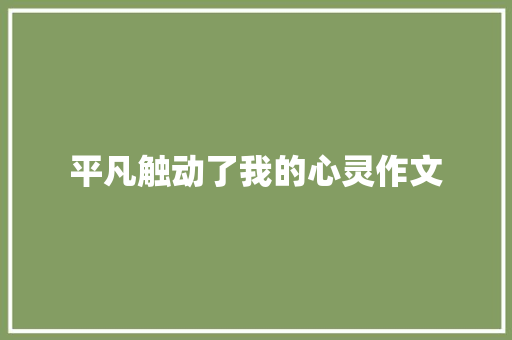 平凡触动了我的心灵作文