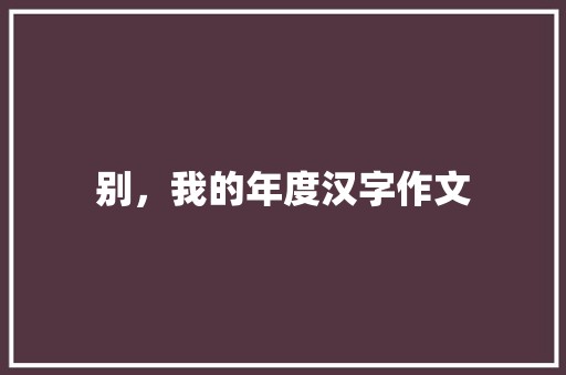 别，我的年度汉字作文
