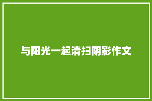 与阳光一起清扫阴影作文
