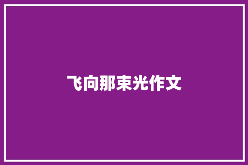 飞向那束光作文 知识百科