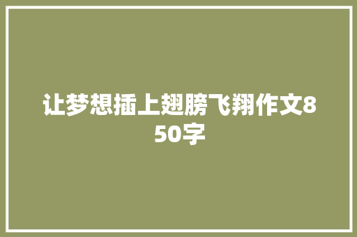让梦想插上翅膀飞翔作文850字