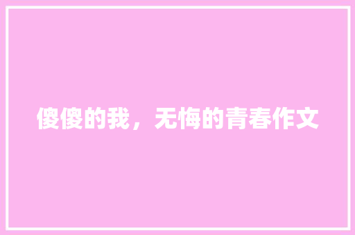 傻傻的我，无悔的青春作文