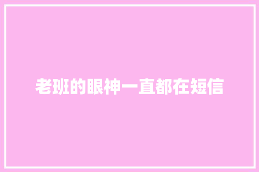 老班的眼神一直都在短信