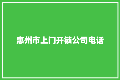 惠州市上门开锁公司电话 汽车知识
