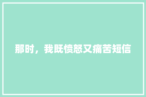 那时，我既愤怒又痛苦短信 知识百科