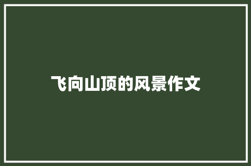 飞向山顶的风景作文