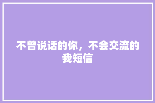 不曾说话的你，不会交流的我短信