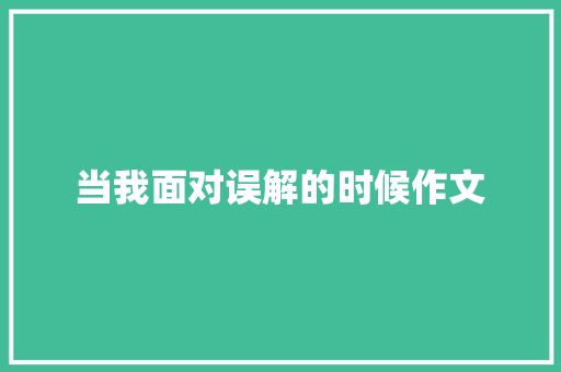当我面对误解的时候作文