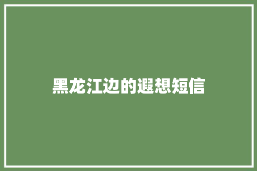 黑龙江边的遐想短信