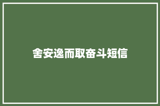舍安逸而取奋斗短信