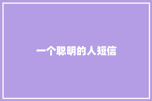 一个聪明的人短信