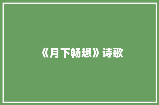 《月下畅想》诗歌