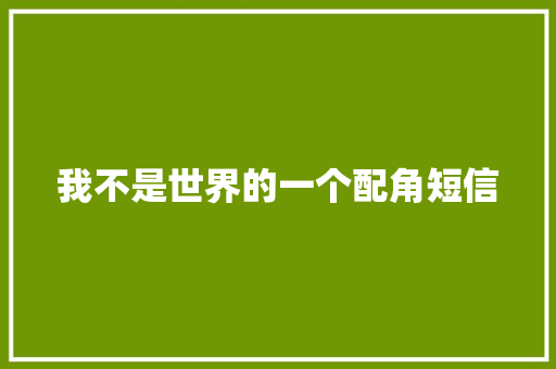 我不是世界的一个配角短信