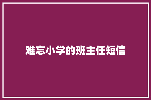 难忘小学的班主任短信