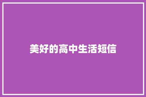 美好的高中生活短信