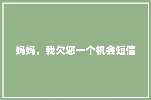 妈妈，我欠您一个机会短信 知识百科