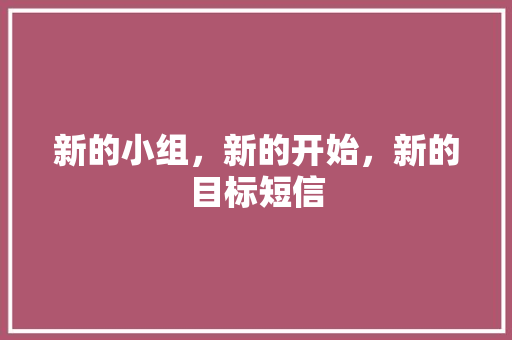 新的小组，新的开始，新的目标短信