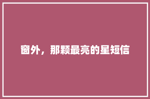 窗外，那颗最亮的星短信