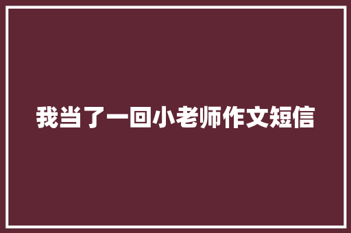 我当了一回小老师作文短信