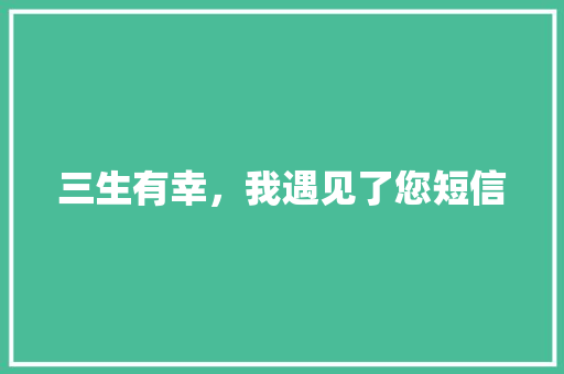 三生有幸，我遇见了您短信