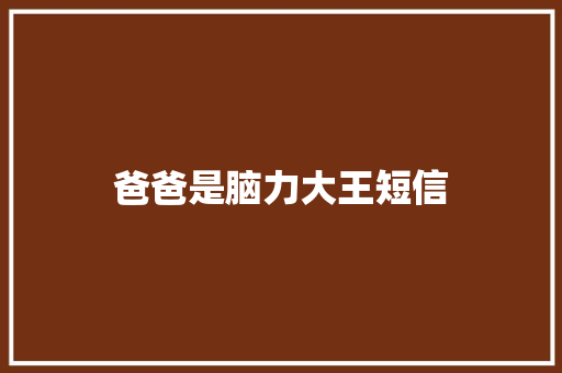 爸爸是脑力大王短信