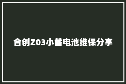合创Z03小蓄电池维保分享
