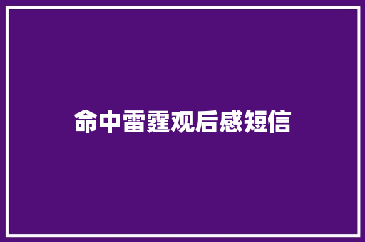 命中雷霆观后感短信