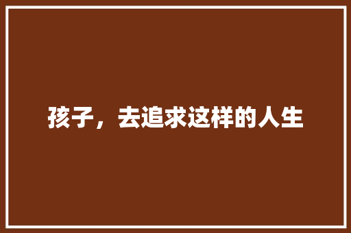 孩子，去追求这样的人生
