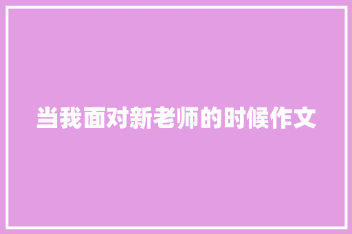 当我面对新老师的时候作文