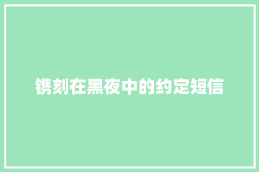 镌刻在黑夜中的约定短信 知识百科