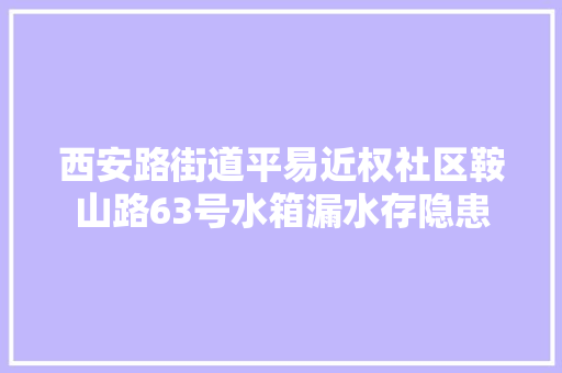 西安路街道平易近权社区鞍山路63号水箱漏水存隐患