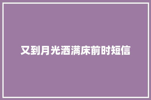 又到月光洒满床前时短信