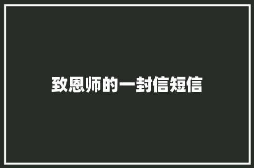 致恩师的一封信短信