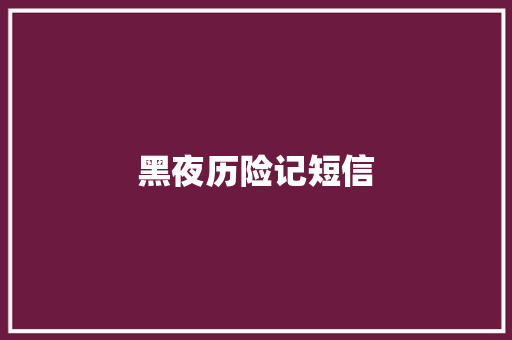 黑夜历险记短信