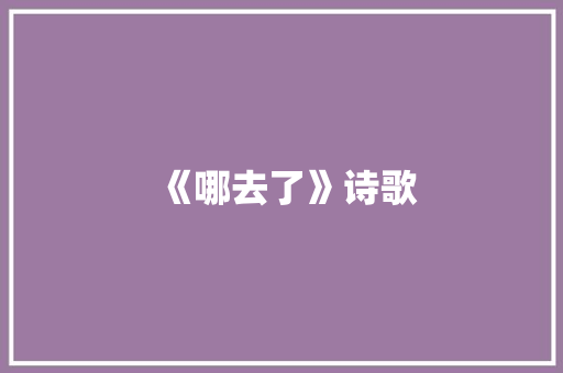 《哪去了》诗歌