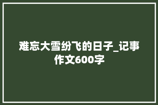 难忘大雪纷飞的日子_记事作文600字