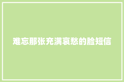 难忘那张充满哀愁的脸短信