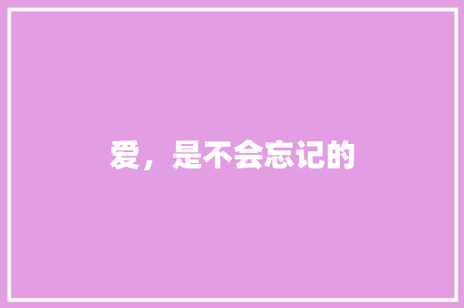 爱，是不会忘记的