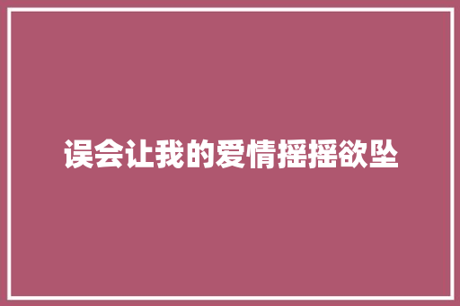 误会让我的爱情摇摇欲坠