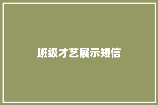 班级才艺展示短信