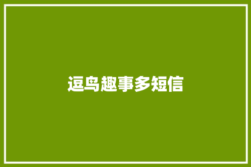 逗鸟趣事多短信