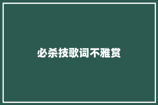 必杀技歌词不雅赏 休闲娱乐