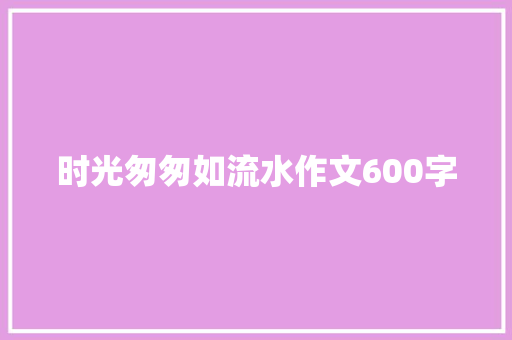 时光匆匆如流水作文600字
