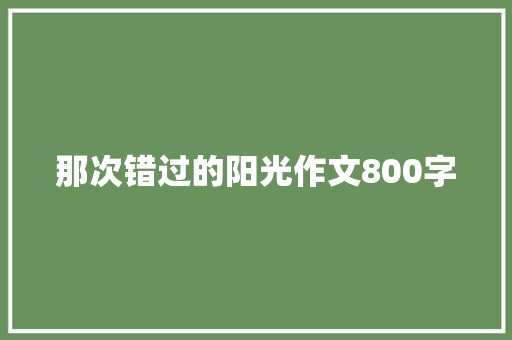 那次错过的阳光作文800字